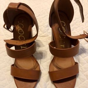 Brown strappy heels